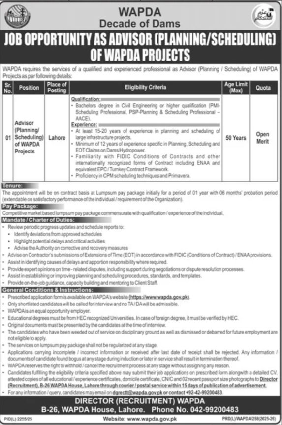 Water And Power Development Authority WAPDA Apply Jobs 2026