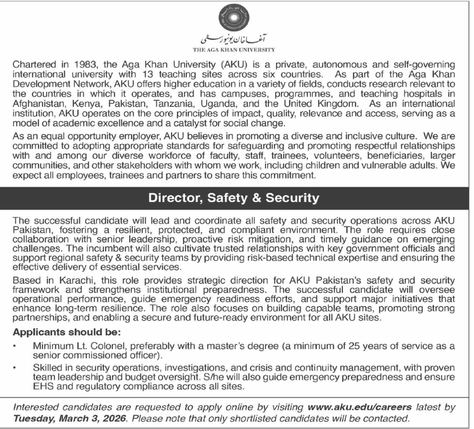 Aga Khan University Apply Jobs 2026