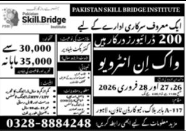 Pakistan Skill Institute Apply Jobs 2026